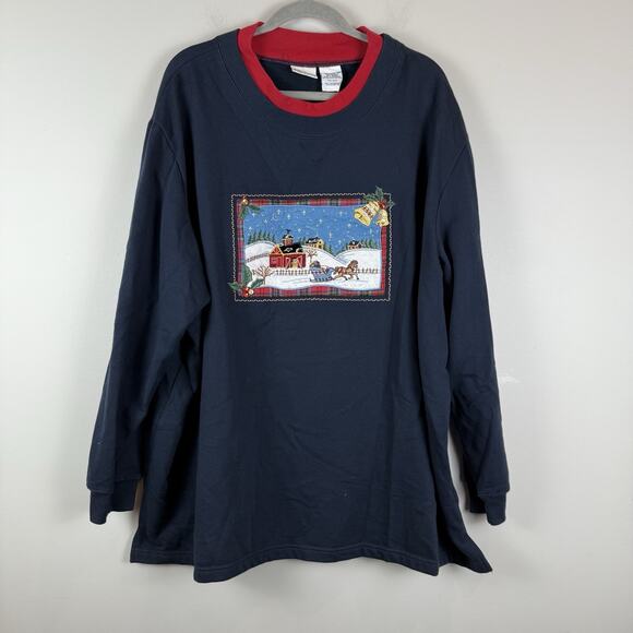 Bobbie Brooks Tops - Bobbie Brooks Sweatshirt Womens 26W Vintage Navy Christmas Embellished Tunic